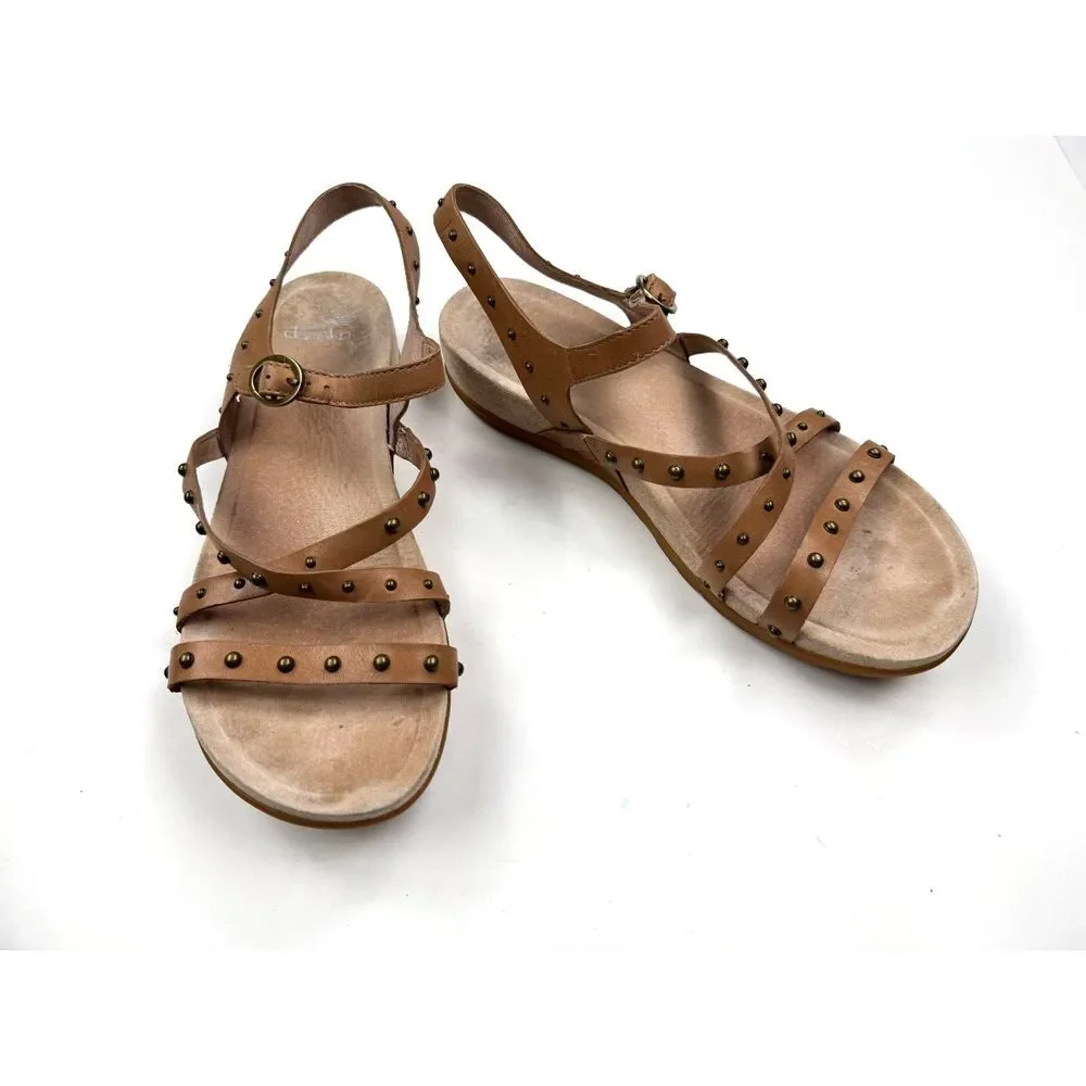 Dansko Brigitte Studded Sandals Women 42‎ US 11.5-12 EUC Strappy Leather Flat